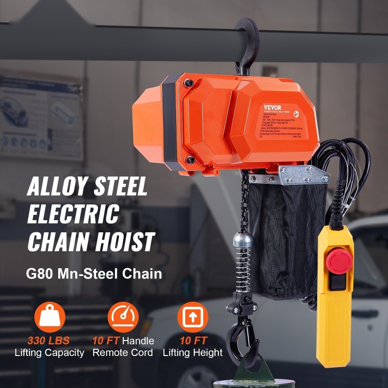 Sähköinen ketjunostin 149,7 kg 3 m nostokorkeus G80-ketju 230 V