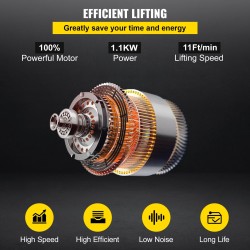 Sähköinen ketjunostin 1 t 4 m 230 V G80-ketju 3,3 m kauko-ohjaus