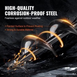 Puutarhan istutusporasarja 3 kpl PCM-teräs musta halkaisijat 38, 48 ja 77,6 mm