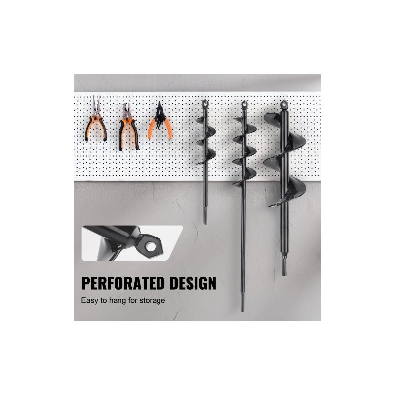 Puutarhan istutusporasarja 3 kpl PCM-teräs musta halkaisijat 38, 48 ja 77,6 mm