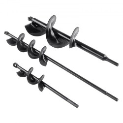 Puutarhan istutusporasarja 3 kpl PCM-teräs musta halkaisijat 38, 48 ja 77,6 mm