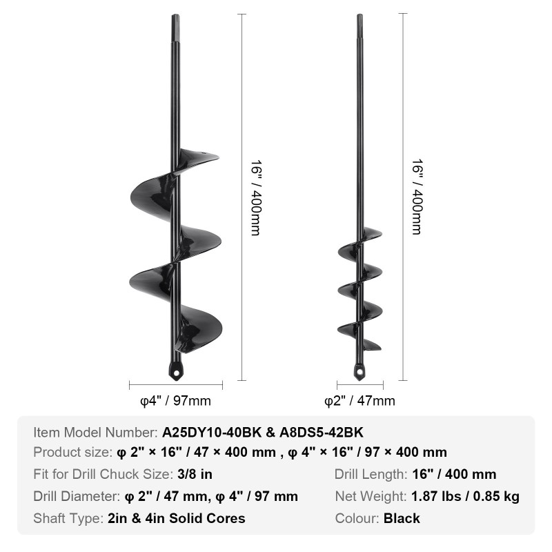 Puutarhakairasarja kestävä teräs 2 kpl 47mm ja 97mm 400mm 3/8 tuuman kuusiokara