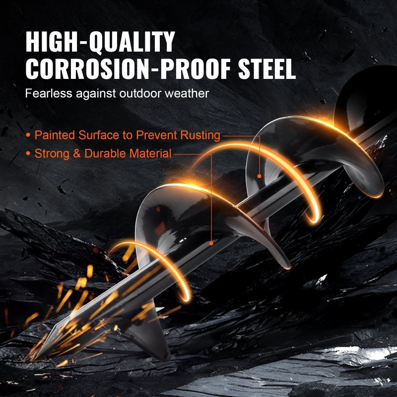 Puutarhan kairaporanterä teräs 7,6 x 61 cm täysydinvarsi