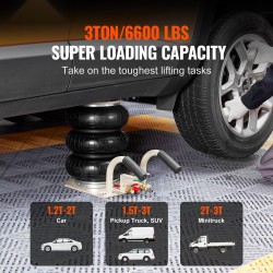 Ilmatunkki 3 tonnia kolmipussinen 140–450 mm 6 teräsputkea autoille