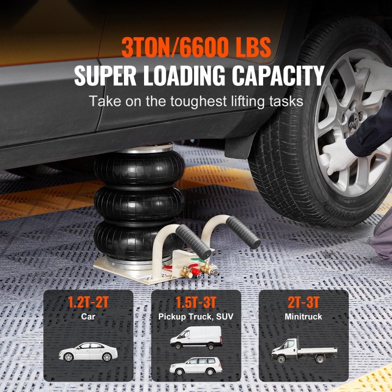 Ilmatunkki 3 tonnia kolmipussinen 140–450 mm 6 teräsputkea autoille