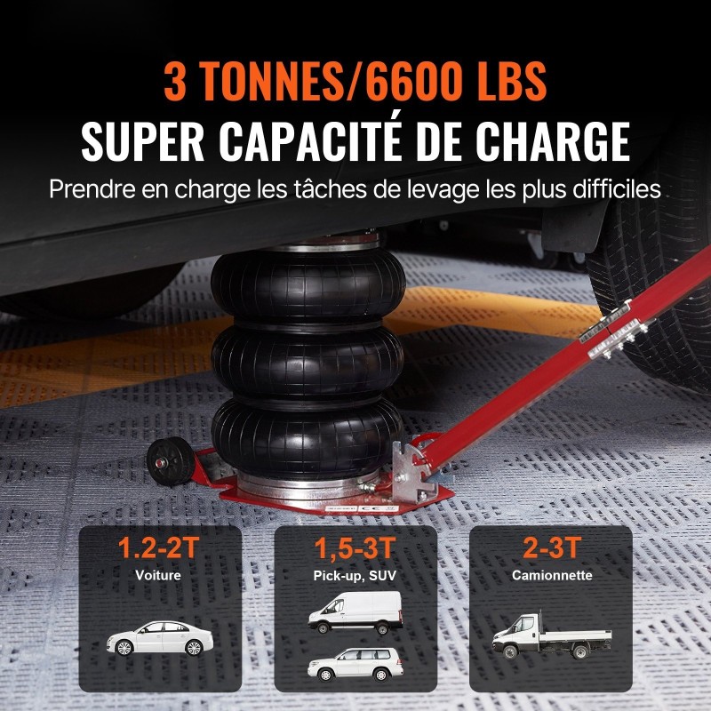 Ilmatunkki 3 tonnia kolmipussinen 140–450 mm nostokorkeus kuusi teräsputkea