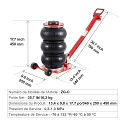 Ilmatunkki 3 tonnia kolmipussinen 140–450 mm nostokorkeus kuusi teräsputkea