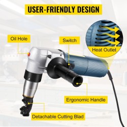 Sähköinen peltileikkuri metallirunkoinen 625 wattia 220 volttia 4 millimetriä 1000 kierrosta minuutissa