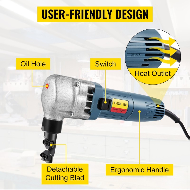 Sähkökäyttöinen peltinibbleri 380W 220V 1800RPM 1,8 mm leikkauspaksuus 360 astetta säädettävä