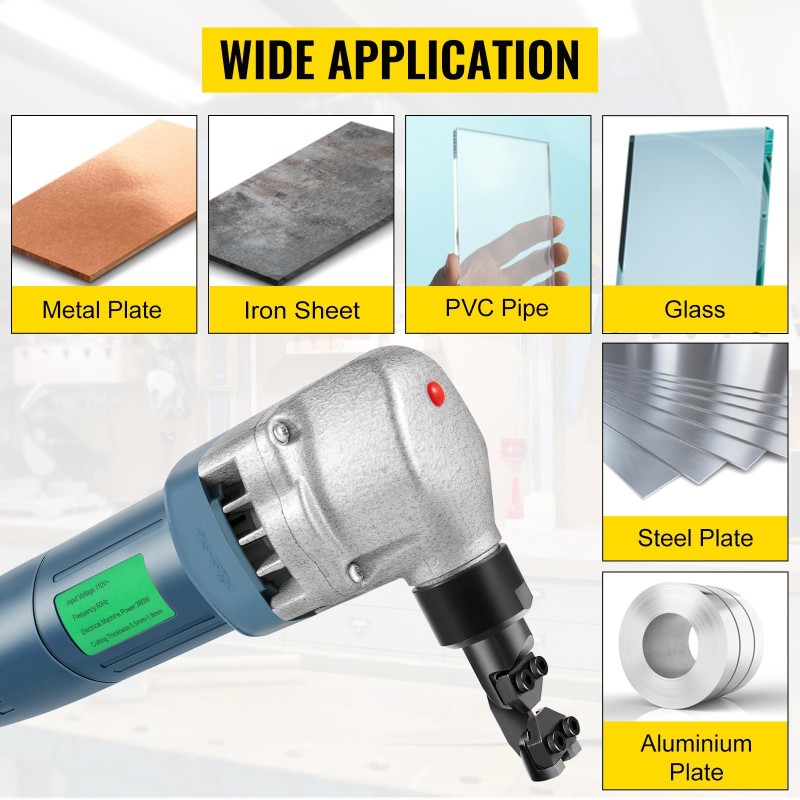 Sähkökäyttöinen peltinibbleri 380W 220V 1800RPM 1,8 mm leikkauspaksuus 360 astetta säädettävä