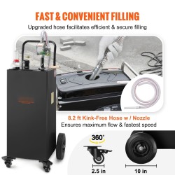 Polttoainekärry 35 gallonin hiiliteräs säiliö neljällä pyörällä käsipumpulla