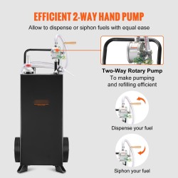 Polttoainekärry terässäiliöllä 30 gallonin kapasiteetti käsikäyttöisellä pyöröpumpulla pyörillä