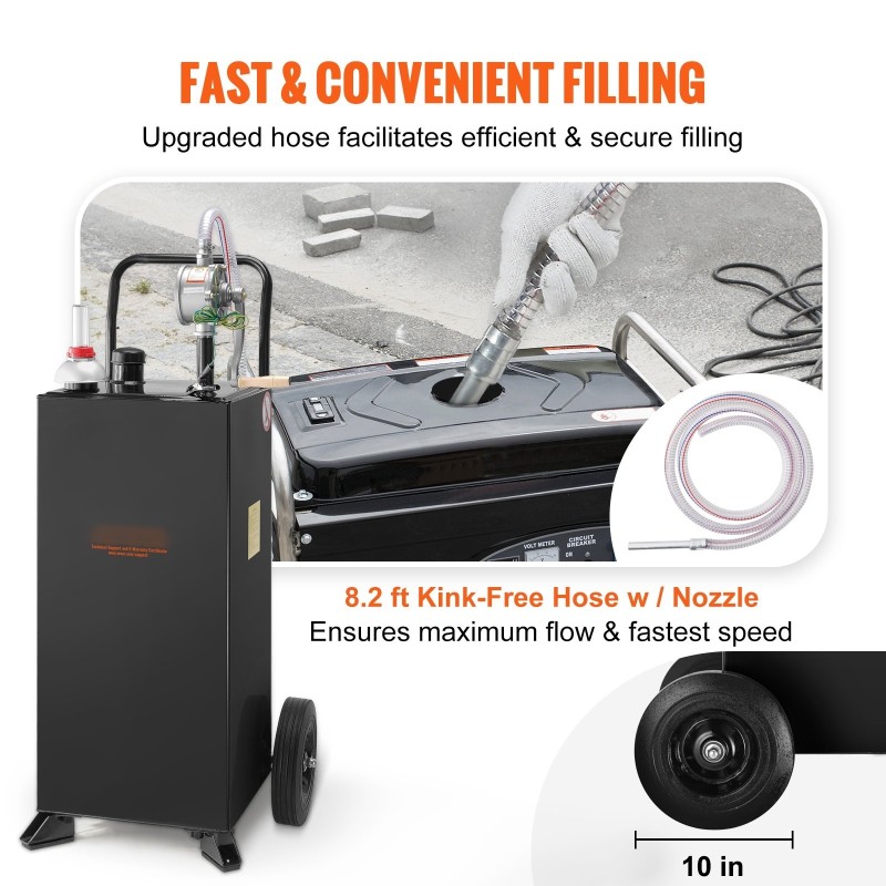 Polttoainekärry terässäiliöllä 30 gallonin kapasiteetti käsikäyttöisellä pyöröpumpulla pyörillä