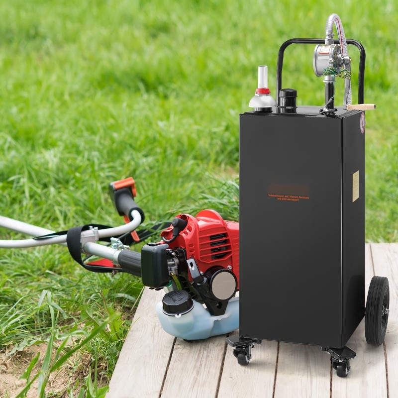 Siirrettävä hiiliteräs polttoainesäiliö 30 gallonin pyörillä ja kaksisuuntaisella pyöröpumpulla