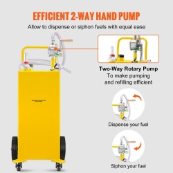 Polttoainevaunu 30 gallonan hiiliterässäiliöllä käsikäyttöisellä pyöröpumpulla neljällä pyörällä