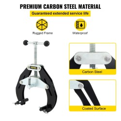 Putkipuristin hiiliteräsrunko 5,1–15,2 cm halkaisijoille putkien kohdistukseen kevyt pikatoimisilla säätöruuveilla