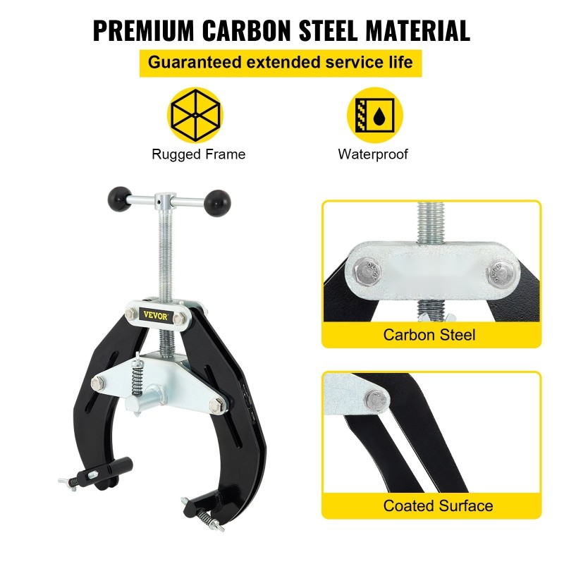 Putkipuristin hiiliteräsrunko 5,1–15,2 cm halkaisijoille putkien kohdistukseen kevyt pikatoimisilla säätöruuveilla