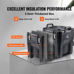 Pinottava eristetty ruokatermosastia 30 l ruostumaton teräs LLDPE-muovi