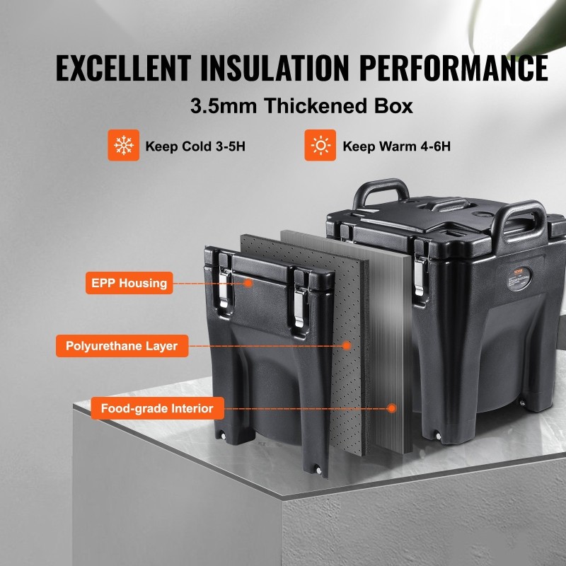 Pinottava eristetty ruokatermosastia 30 l ruostumaton teräs LLDPE-muovi