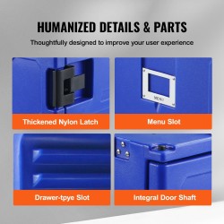 Eristetty ruokakuljetuslaatikko 90 l muovinen etulastaus pyörillä kahvoilla