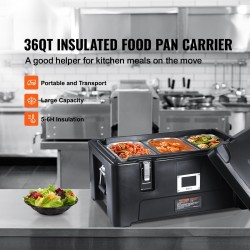 Eristetty ruokakuljetuslaatikko 30 l kevyt pinoamiskelpoinen 3 ruostumattomaa astiaa musta