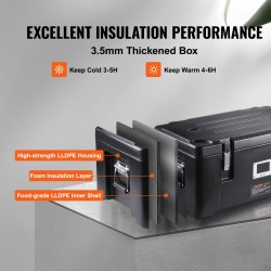 Eristetty ruokakuljetuslaatikko 30 l kevyt pinoamiskelpoinen 3 ruostumattomaa astiaa musta