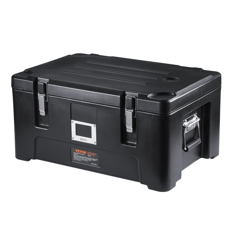 Eristetty ruokakuljetuslaatikko 30 l kevyt pinoamiskelpoinen 3 ruostumattomaa astiaa musta