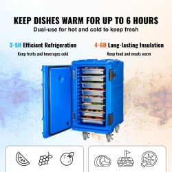 Lämpöeristetty ruoankuljetuslaatikko 120 litraa lasikuituvahvistettu muovi kantokahvoilla pyörillä ravintoloille