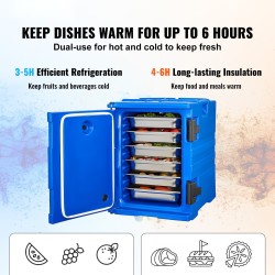 Eristetty ruokakuljetuslaatikko 90 L sininen pinottava etupuolelta täytettävä