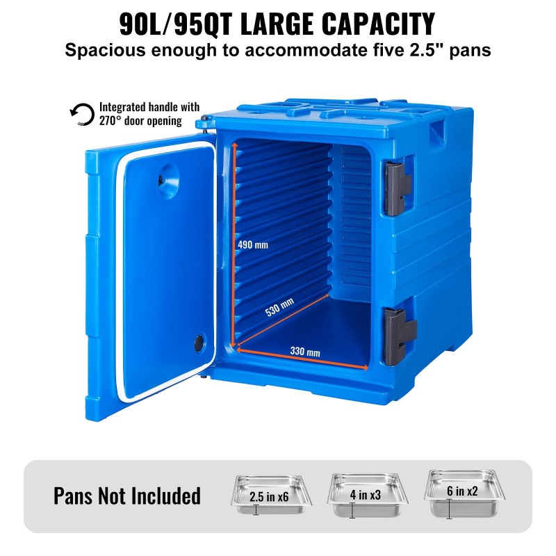 Eristetty ruokakuljetuslaatikko 90 L sininen pinottava etupuolelta täytettävä