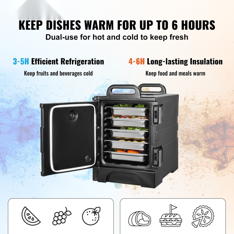 Eristetty ruokalaatikko 75 l 50 mm eristys pinottava etulastaus