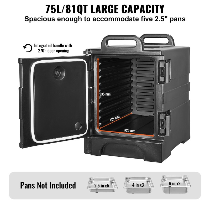 Eristetty ruokalaatikko 75 l 50 mm eristys pinottava etulastaus