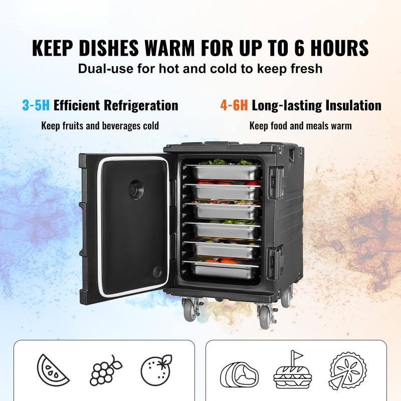 Eristetty ruoka-astialaatikko 90 litraa ei-sähköinen kantokahvat solkilukko catering-käyttöön
