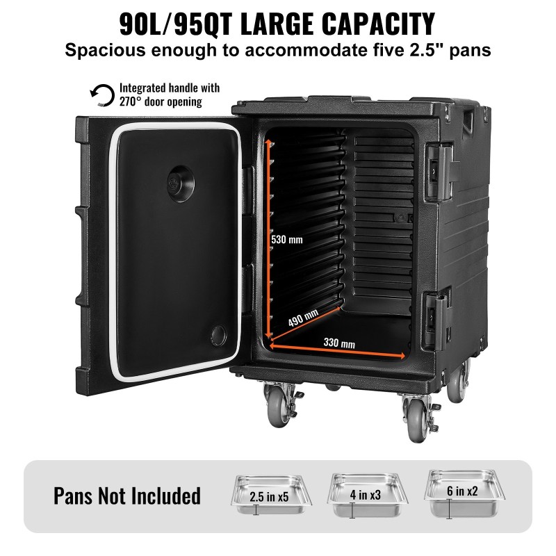 Eristetty ruoka-astialaatikko 90 litraa ei-sähköinen kantokahvat solkilukko catering-käyttöön