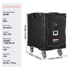 Eristetty ruoka-astialaatikko 90 litraa ei-sähköinen kantokahvat solkilukko catering-käyttöön