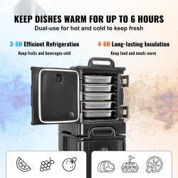 Eristetyt ruokakuljetuslaatikot 75 l 2 kpl etuluukulla pinottavat kahvoilla pyörillä