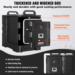 Eristetyt ruokakuljetuslaatikot 75 l 2 kpl etuluukulla pinottavat kahvoilla pyörillä