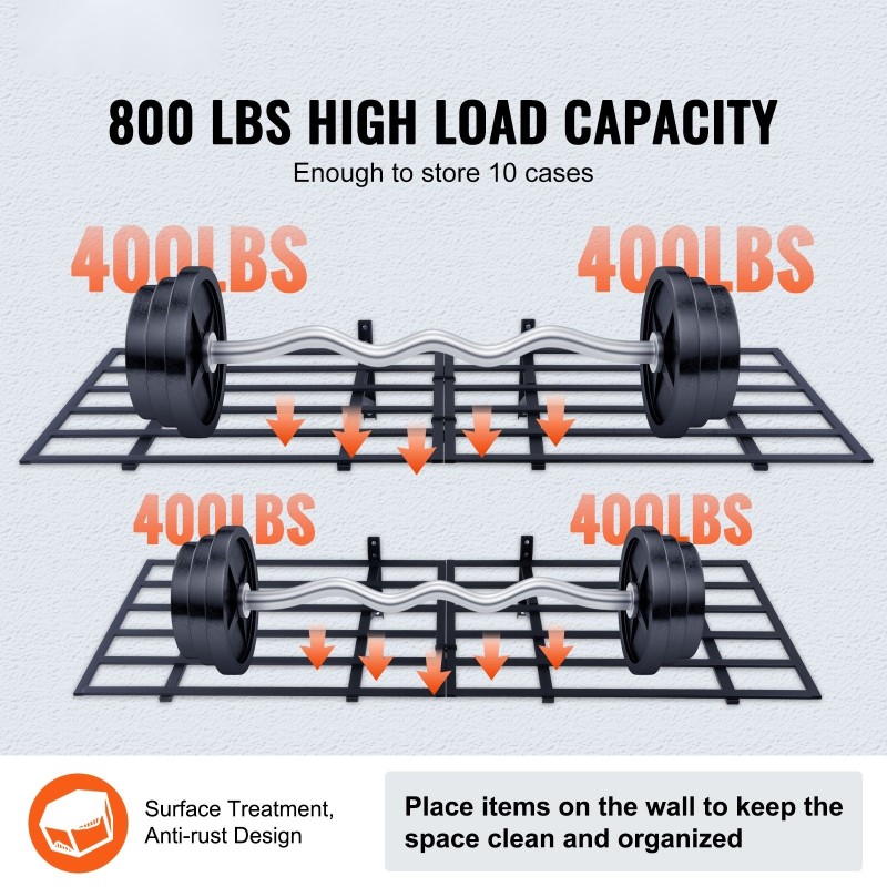 Seinään asennettava teräshylly 2 tasoa teräs 183 senttimetriä leveä 61 senttimetriä syvä