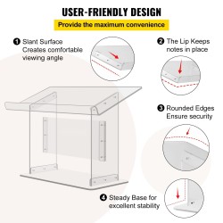 Akryylinen pöytämallinen puhujapöytä 49,5 cm korkea viisto taso kirjatuki