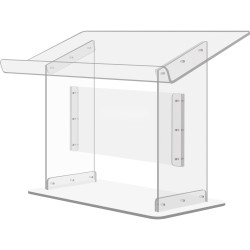 Akryylinen pöytämallinen puhujapöytä 49,5 cm korkea viisto taso kirjatuki