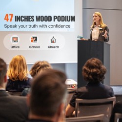 Puinen puhujapönttö 119 cm MDF-levy kallistettava pöytätaso neljä pyörää kaksi hyllyä