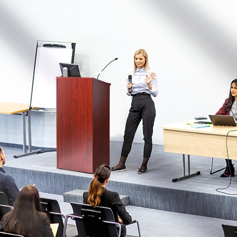 Puhujapöytä MDF PVC-pinnoite kallistettu taso 4 pyörää korkeus 1200 mm