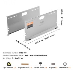Pyörän aurauskulman mittauslevyt kaksi ruostumatonta levyä neljä kohdistustankoa kaksi viiden metrin mittanauhaa