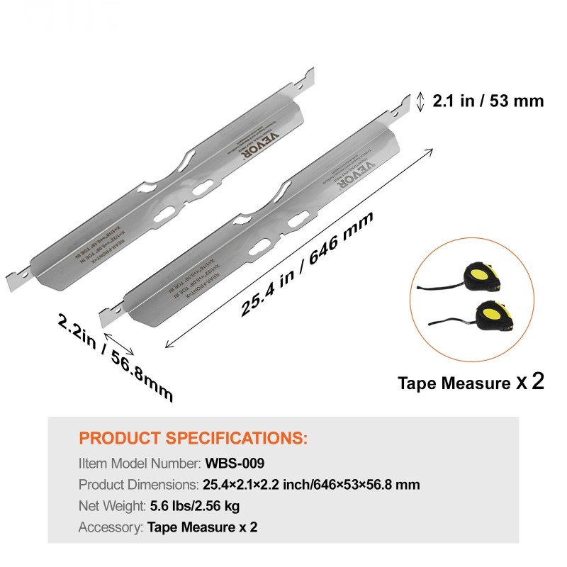 Pyörän aurauskulman mittauslevyt 2 kpl ruostumattomasta teräksestä 5 m mittanauhoilla