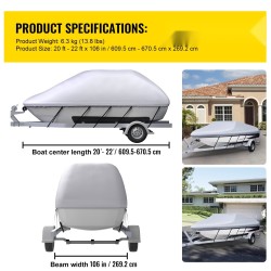 Veneen suojapeite 210D polyesteri 610–670 cm V-runkoisille enintään 269 cm