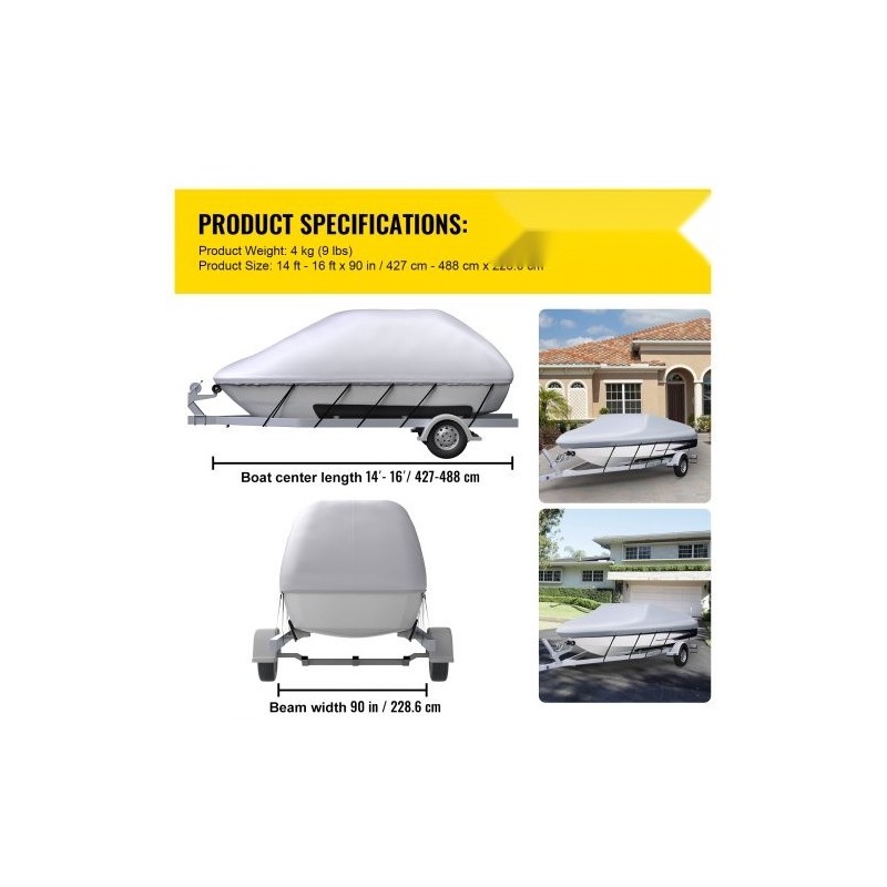 Venesuojapeite 210D polyesteri PVC-pinnoite V-runko 427–488 cm leveys enintään 229 cm