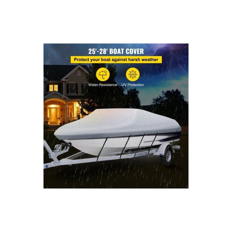 Venepeite 210D polyesteri PVC-pinnoitteella 25–28 jalan V-runkoveneille enintään 118 tuumaa 5 kiinnityshihnaa