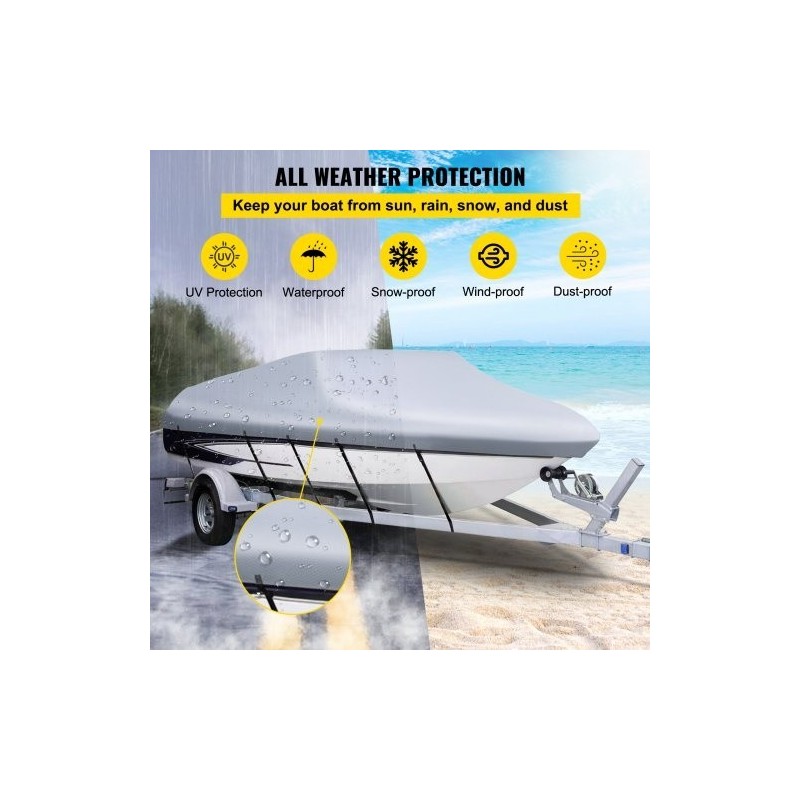 Venepeite 210D polyesteri PVC-pinnoitteella 25–28 jalan V-runkoveneille enintään 118 tuumaa 5 kiinnityshihnaa