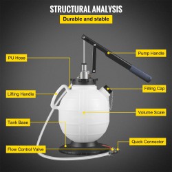 Vaihteistoöljyn täyttöpumppu käsikäyttöinen 7,5 litraa kupari ja muovi 15 adapteria
