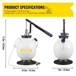 Vaihteistoöljyn täyttöpumppu käsikäyttöinen 7,5 litraa kupari ja muovi 15 adapteria